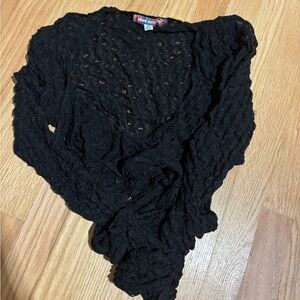 Urban Outfitters Black Cable Knit Wrap Top